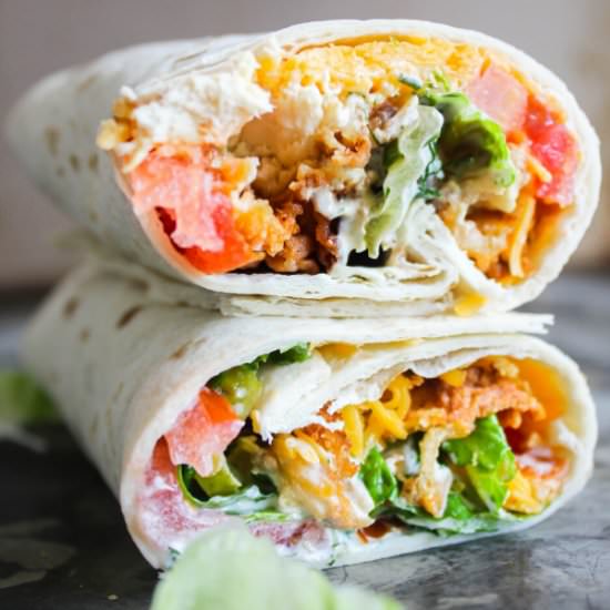 Pickle-Brined Fried Chicken Wraps