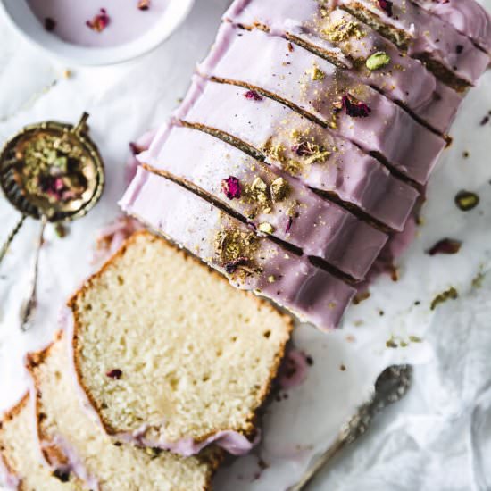 Almond Cake with Hibbiscus Glaze