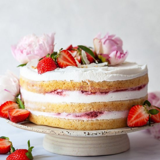 Vegan Coconut Strawberry Cake