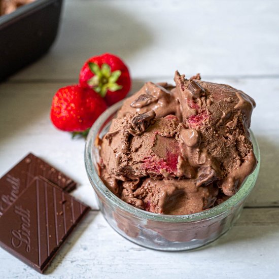 Dark Chocolate Strawberry Ice Cream