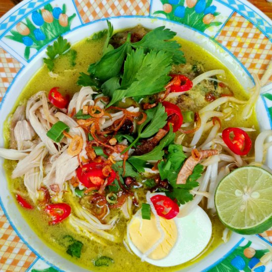 Soto ayam (Indonesian chicken soup)