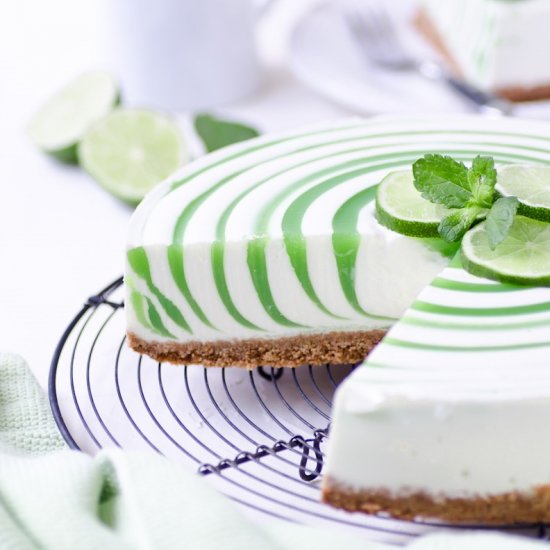 Lime Yoghurt Swirl Cheesecake