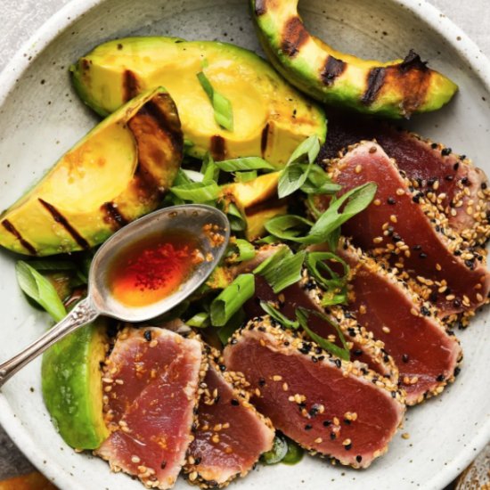 Ahi with Grilled Avocados