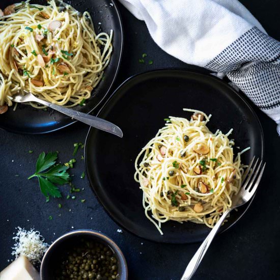 Lemon Caper Pasta w Toasted Almonds