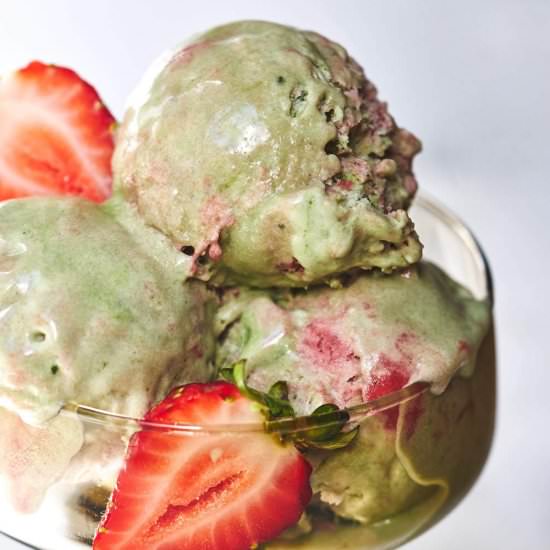 Strawberry Matcha Semifreddo