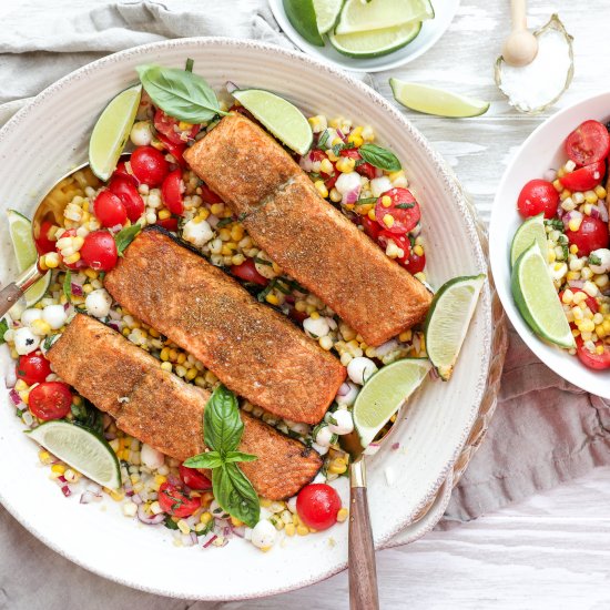 Best Grilled Salmon with Corn Salad