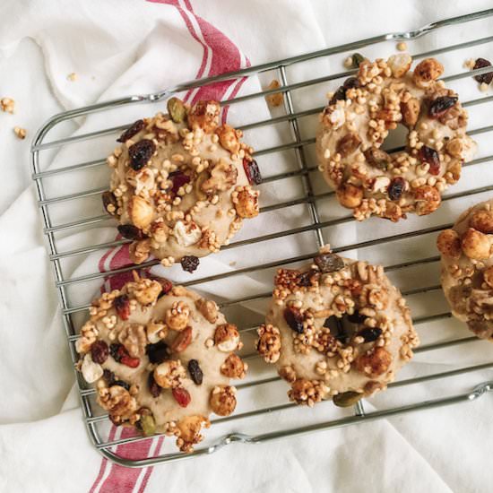 Baked donuts topped with granola