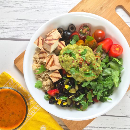 Vegan Burrito Bowl with Smoked Tofu