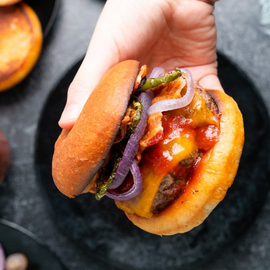 Keto BBQ Bacon Cheeseburger