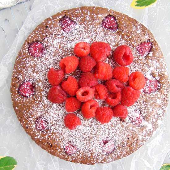 Chocolate Raspberry Brownie Cake