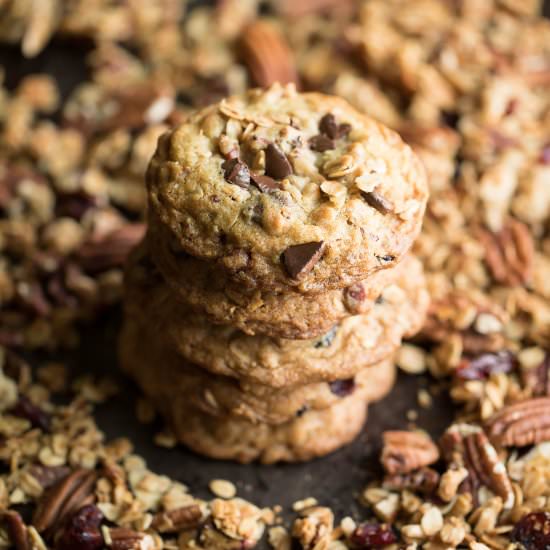 Chocolate Pecan Granola Cookies