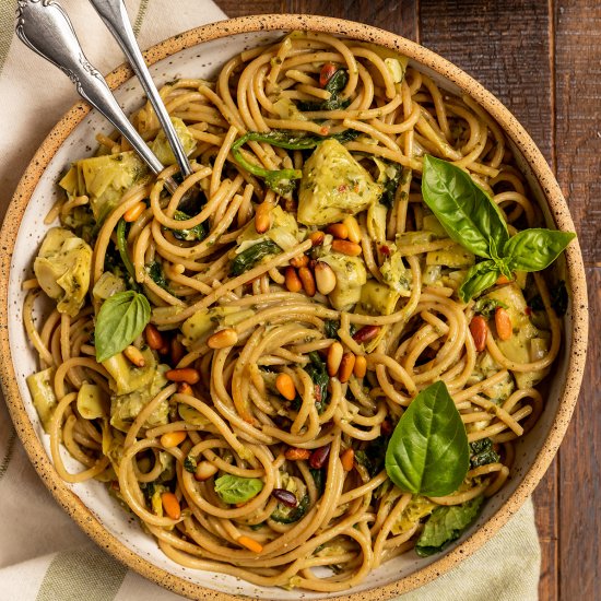 Vegan Spinach Artichoke Pasta