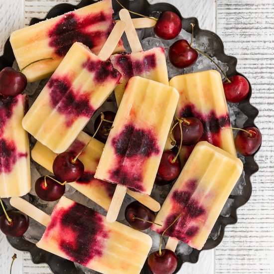 Roasted Cherry Pineapple Popsicles