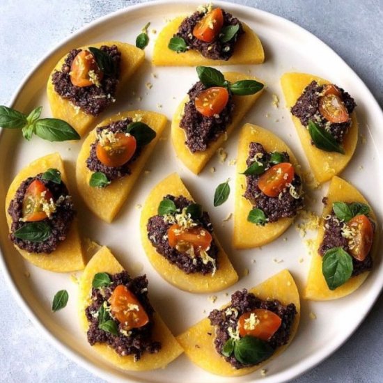 Polenta Canapés with Lemon Tapenade