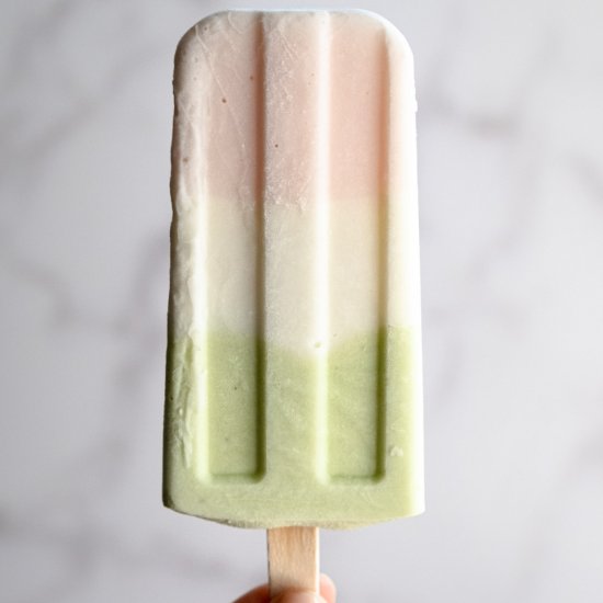 Strawberry Matcha Yogurt Popsicles