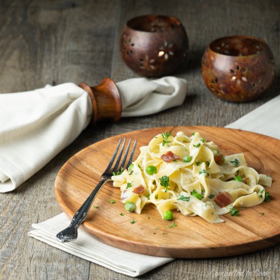 Pappardelle with Peas and Bacon