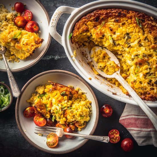 Spicy Cheddar Cornbread Pudding