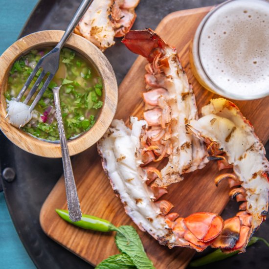 Grilled Beer Butter Lobster Tails