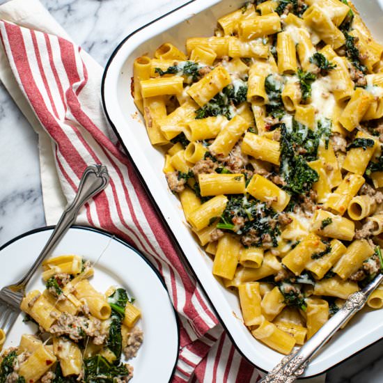 Rigatoni with Sausage and Kale