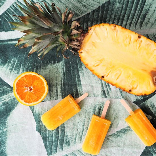 Pineapple, orange & ginger popsicles