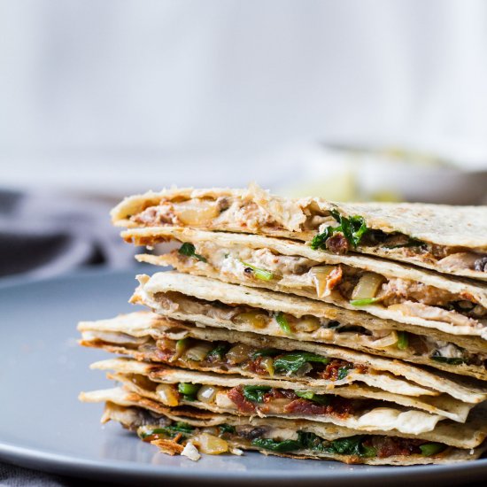 Spinach Mushroom Quesadillas