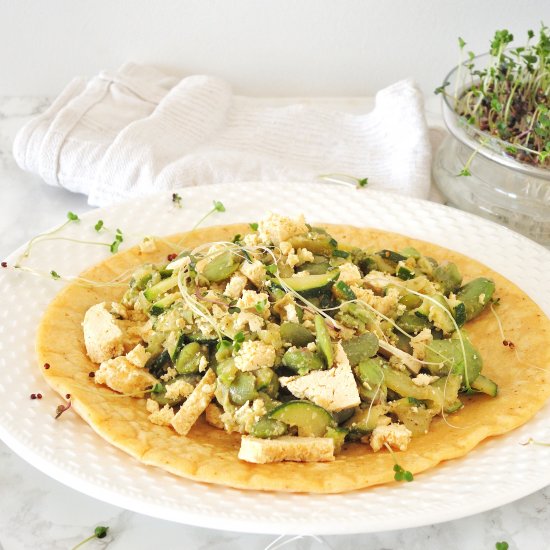 Vegan omlette with beans and tofu