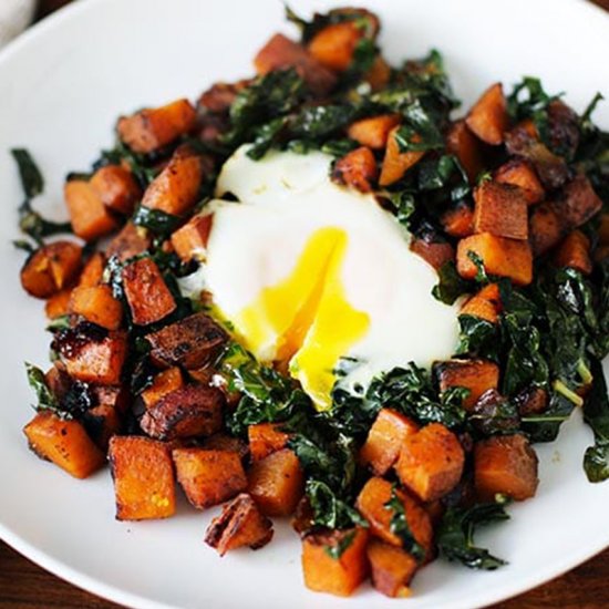 Sweet Potato Kale Hash w/ Eggs