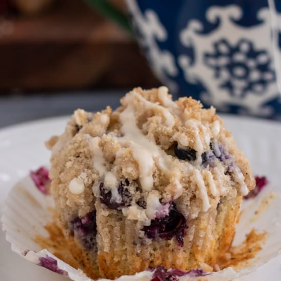 Earl Grey Blueberry Crumble Muffins