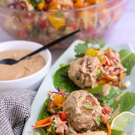 Thai Chicken Meatball Lettuce Wraps