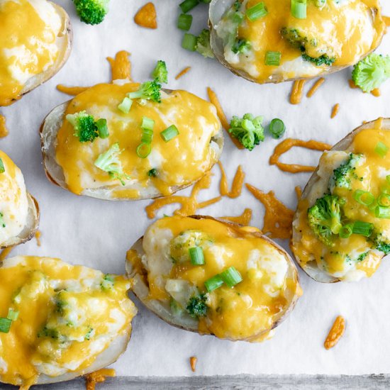 Twice Bakes Potatoes with broccoli