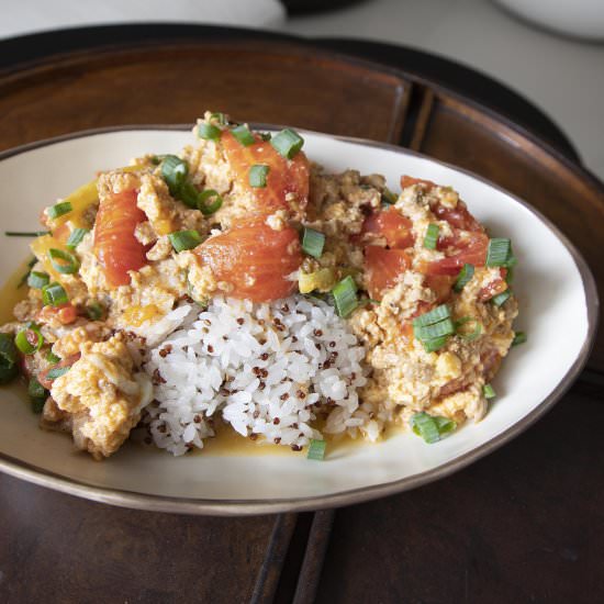 Tomato Eggs and Ground Pork Rice