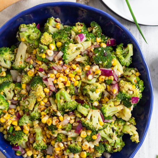 Spicy Sesame Broccoli Corn Salad