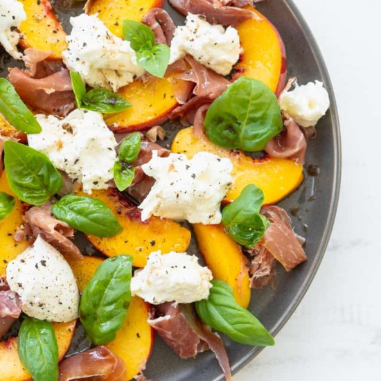 Peach Salad with Burrata and Basil