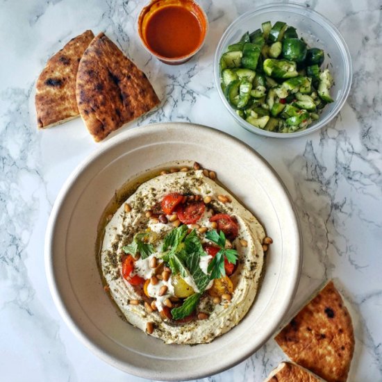 Sumac Marinated Tomatoe Hummus Bowl