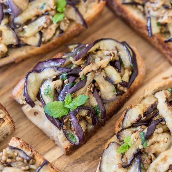 Mint eggplant bruschetta