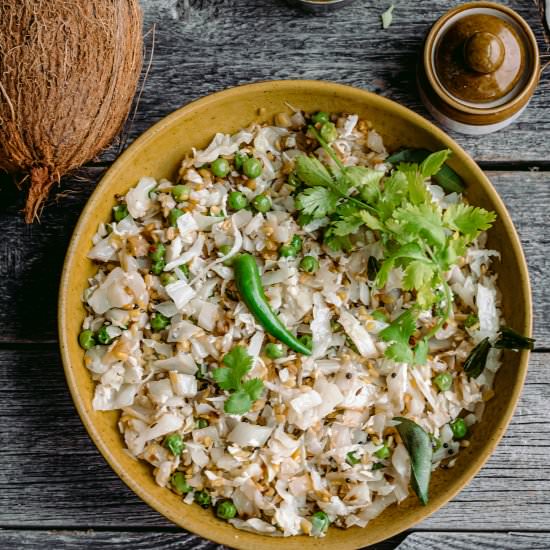 Indian Cabbage peas stir fry