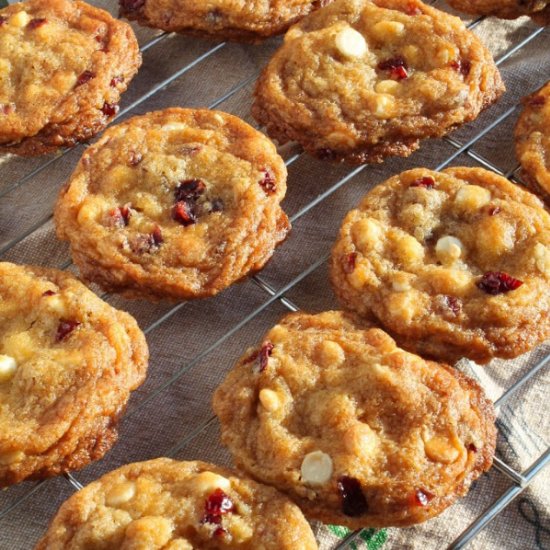 White Choc Cran Mac Nut Cookies