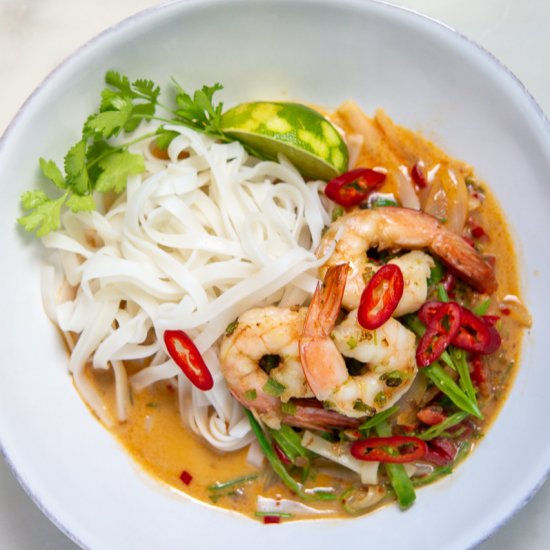 Spicy Shrimp Noodles Coconut Curry