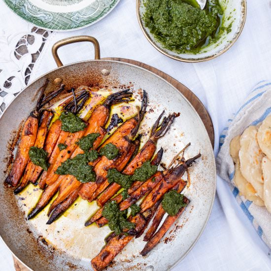 Roasted Carrots & Carrot Top Pesto