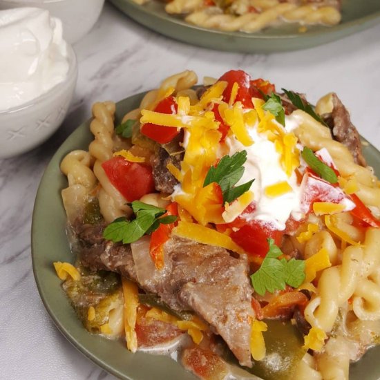 Pressure Cooker Steak Fajitas Pasta