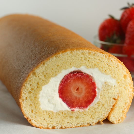 Strawberry Swiss Roll Cake