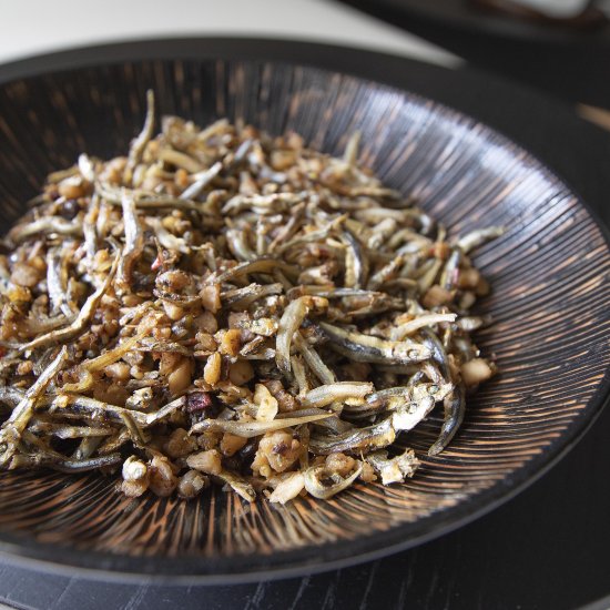 Dried Anchovies and Radish Stir-Fry