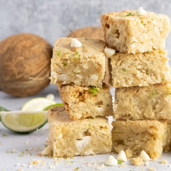 Coconut Lime Macadamia Blondies