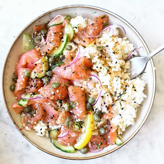 Miso Soy Salmon Sashimi Bowl