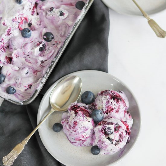 Blueberry Swirl Ice Cream (No Churn