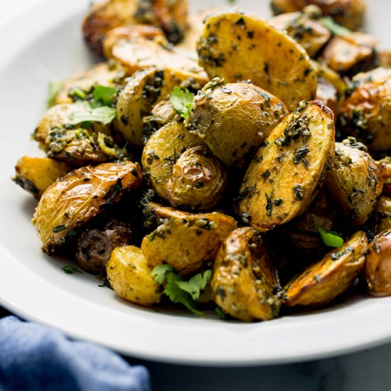 Oven Roasted Pesto Potatoes