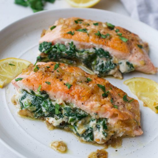 Creamy Spinach Stuffed Salmon