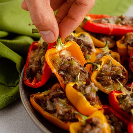 mini philly cheesesteak peppers