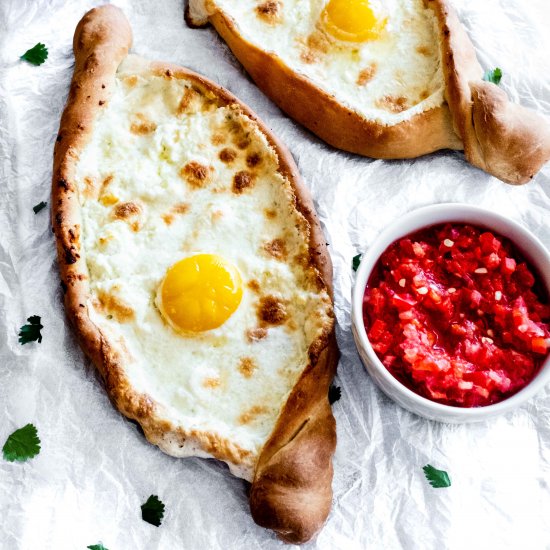 khachapuri with spicy ajika sauce