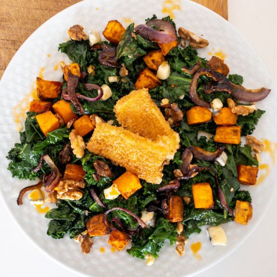 Warm Kale Salad with Crunchy Brie